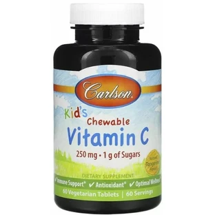 Витамин С Carlson Chewable Vitamin C 250 мг, цитрус, жевательный для детей, 60 таблеток