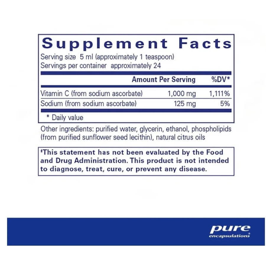 Витамин С липосомальный Pure Encapsulations Liposomal Vitamin C, жидкий, 120 мл: цены и характеристики