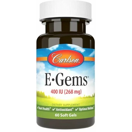 Вітамін Е Carlson E-Gems Elite 400 МО (268 мг), 60 гелевих капсул: ціни та характеристики