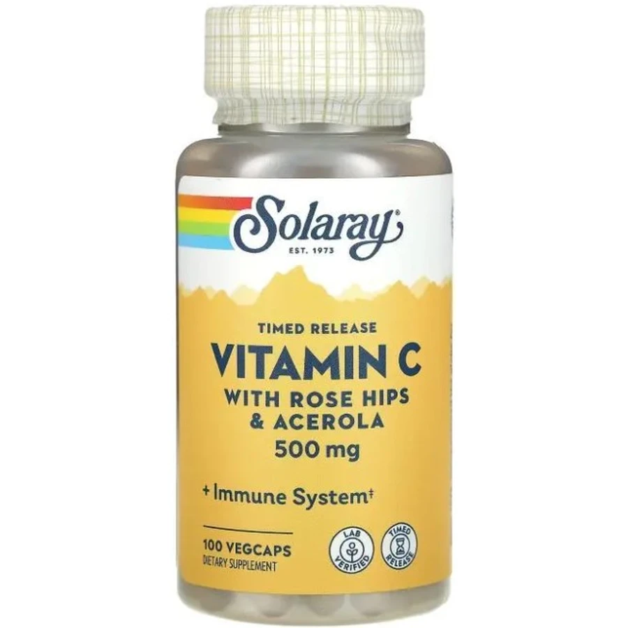 Витамин С Solaray Vitamin C 500 мг, двухфазное высвобождение, 100 капсул: цены и характеристики