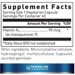 Вітамін К2 Douglas Laboratories Vitamin K2, Menaquinone-7, 60 капсул: ціни та характеристики