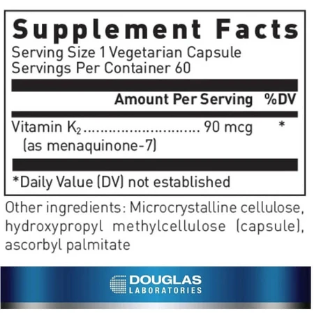 Вітамін К2 Douglas Laboratories Vitamin K2, Menaquinone-7, 60 капсул: ціни та характеристики