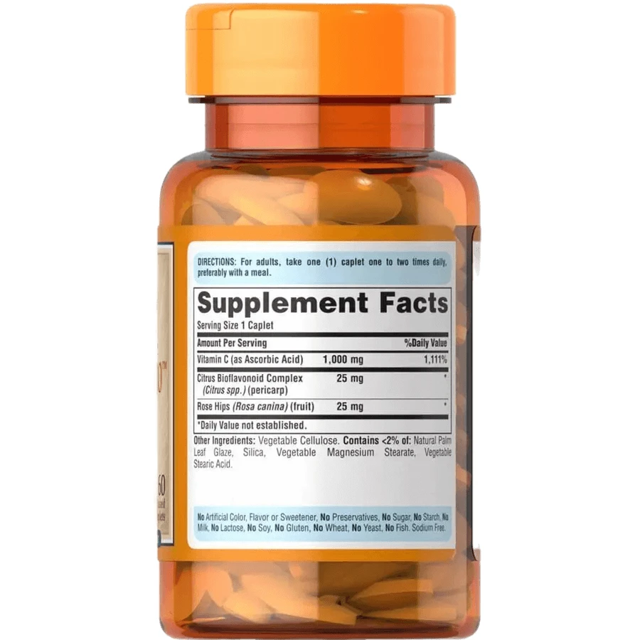Витамин С с шиповником Puritan's Pride Vitamin C 1000 мг, 60 каплет: цены и характеристики