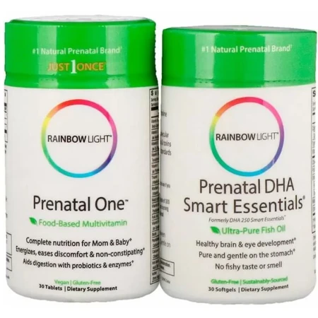 Витамины + Рыбий жир для беременных Rainbow Light Prenatal One plus Prenatal DHA Smart Essentials 30 капсул + 30 таблеток: цены и характеристики