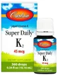 Витамин К2 (менахинон) Carlson Super Daily K2 45 мкг, жидкий, 10,16 мл