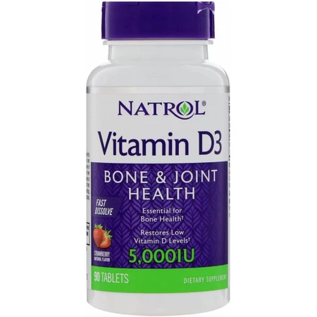 Витамин Д3 Natrol Vitamin D3 5000 МЕ, вкус клубники, 90 таблеток: цены и характеристики