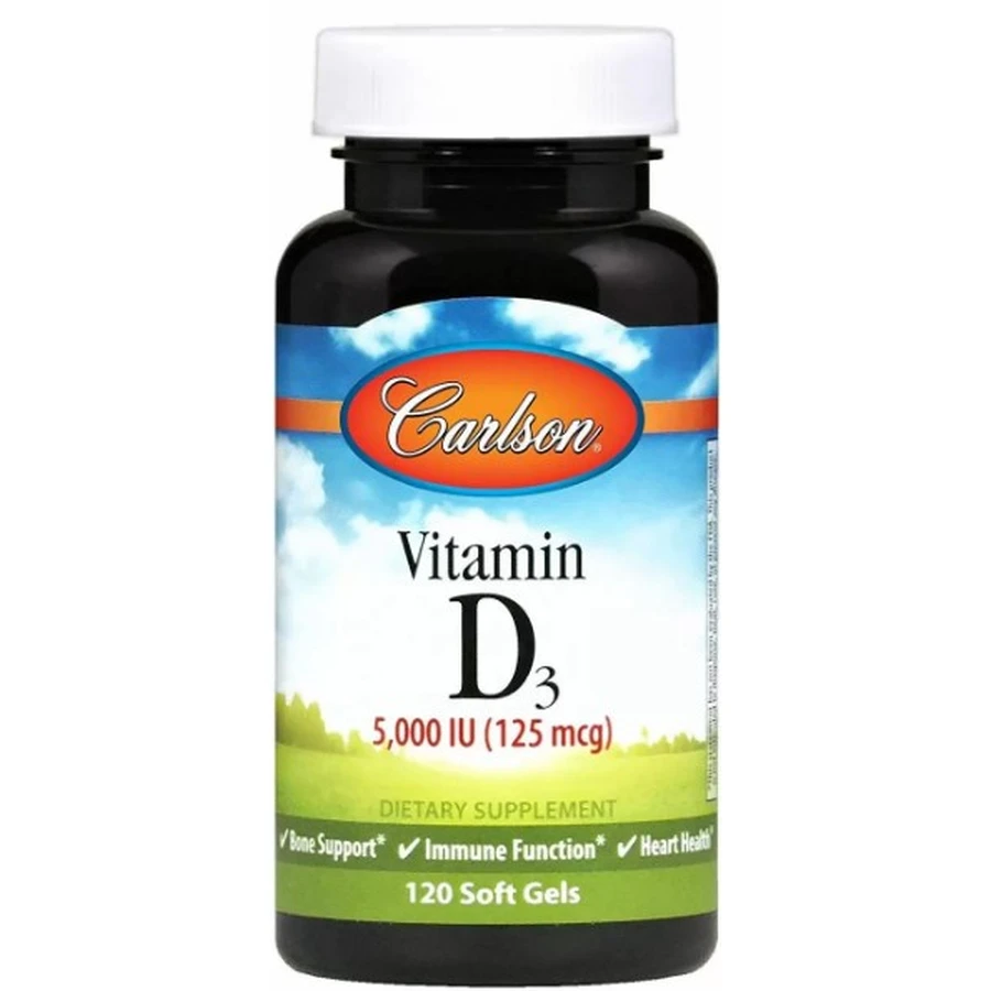 Вітамін Д-3 Carlson Vitamin D3 125 мг (5000 МО), 120 гелевих капсул: ціни та характеристики