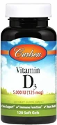 Вітамін Д-3 Carlson Vitamin D3 125 мг (5000 МО), 120 гелевих капсул