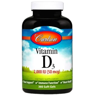 Вітамін Д3 Carlson Vitamin D3 2000 МО (50 мкг), 360 гелевих капсул