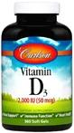 Вітамін Д3 Carlson Vitamin D3 2000 МО (50 мкг), 360 гелевих капсул