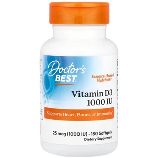 Витамин Д3 Doctor's Best Vitamin D3 25 мкг (1000 МЕ), 180 гелевых капсул