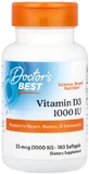 Вітамін Д3 Doctor's Best Vitamin D3 25 мкг (1000 МО), 180 гелевих капсул