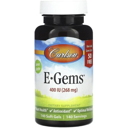 Вітамін Е Carlson E-Gems 268 мг (400 МО), 140 гелевих капсул: ціни та характеристики