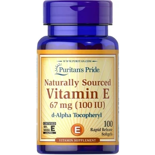 Вітамін Е Puritan's Pride Natural Vitamin E 67 мг (100 МО), 100% натурального походження, 100 гелевих капсул