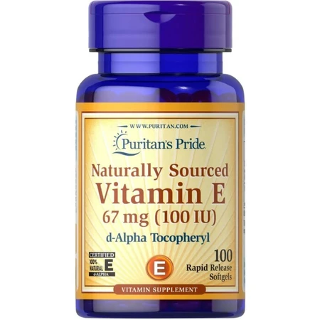 Вітамін Е Puritan's Pride Natural Vitamin E 67 мг (100 МО), 100% натурального походження, 100 гелевих капсул: ціни та характеристики