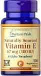 Вітамін Е Puritan's Pride Natural Vitamin E 67 мг (100 МО), 100% натурального походження, 100 гелевих капсул