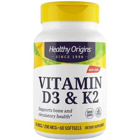 Вітамін Д3 та К2 Healthy Origins Vitamin D3 + K2, 60 гелевих капсул: ціни та характеристики