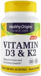 Вітамін Д3 та К2 Healthy Origins Vitamin D3 + K2, 60 гелевих капсул