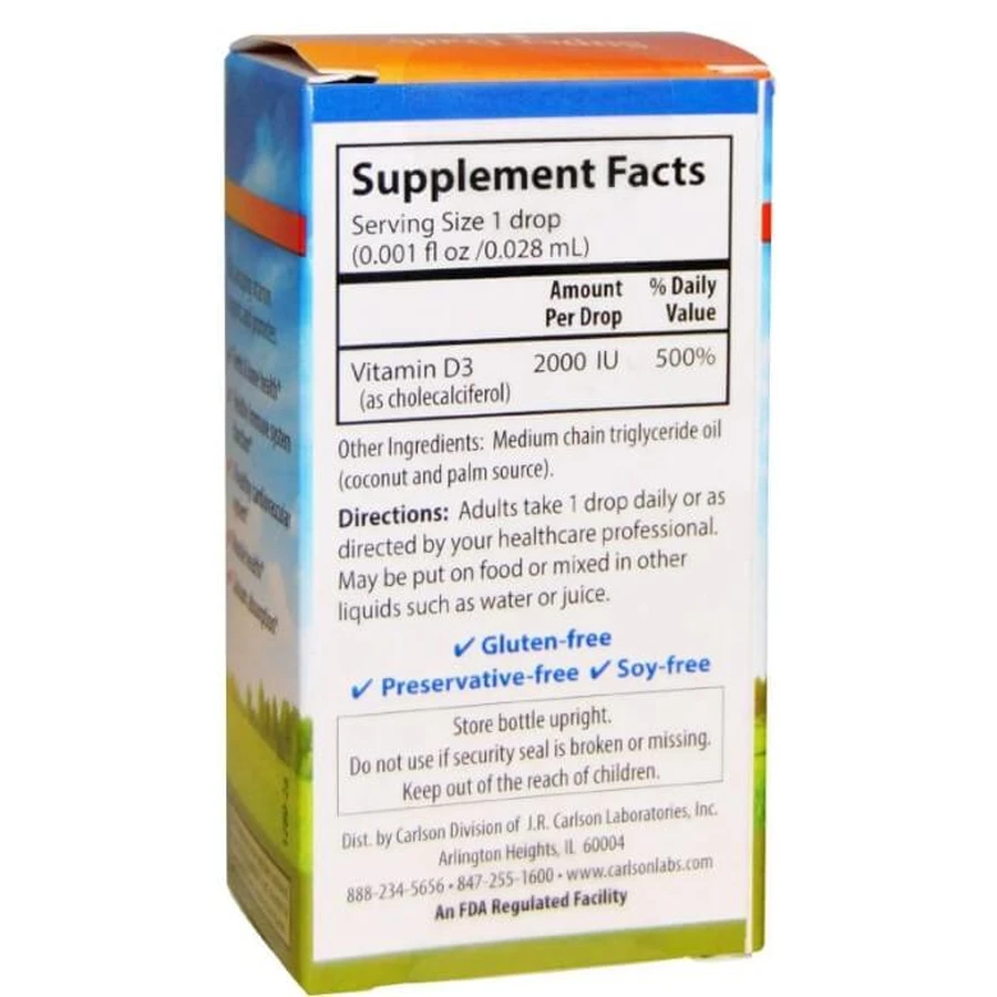 Вітамін Д3 Carlson Vitamin D3 2000 МО, 10.3 мл: ціни та характеристики
