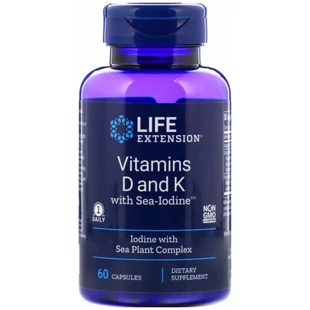 Витамин Д и К с йодом Life Extension Vitamins D and K with Sea-Iodine, 60 капсул: цены и характеристики