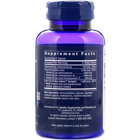 Витамин Д и К с йодом Life Extension Vitamins D and K with Sea-Iodine, 60 капсул: цены и характеристики