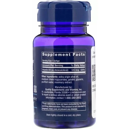 Вітамін Д-3 Life Extension Vitamin D3 5000 МО, 60 капсул: ціни та характеристики