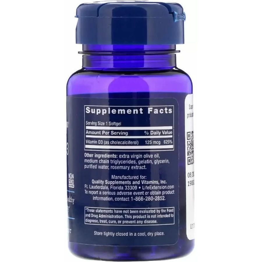 Вітамін Д-3 Life Extension Vitamin D3 5000 МО, 60 капсул: ціни та характеристики
