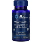 Витамин Д3 Life Extension Vitamin D3 5000 МЕ (125 мкг), с йодом, 60 капсул: цены и характеристики