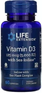 Вітамін Д3 Life Extension Vitamin D3 5000 МО (125 мкг), з йодом, 60 капсул