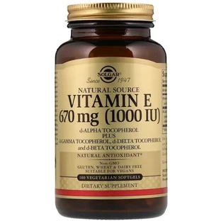 Вітамін Е Solgar Vitamin E 670 мг (1000 МО), натуральний, 100 вегетаріанських гелевих капсул