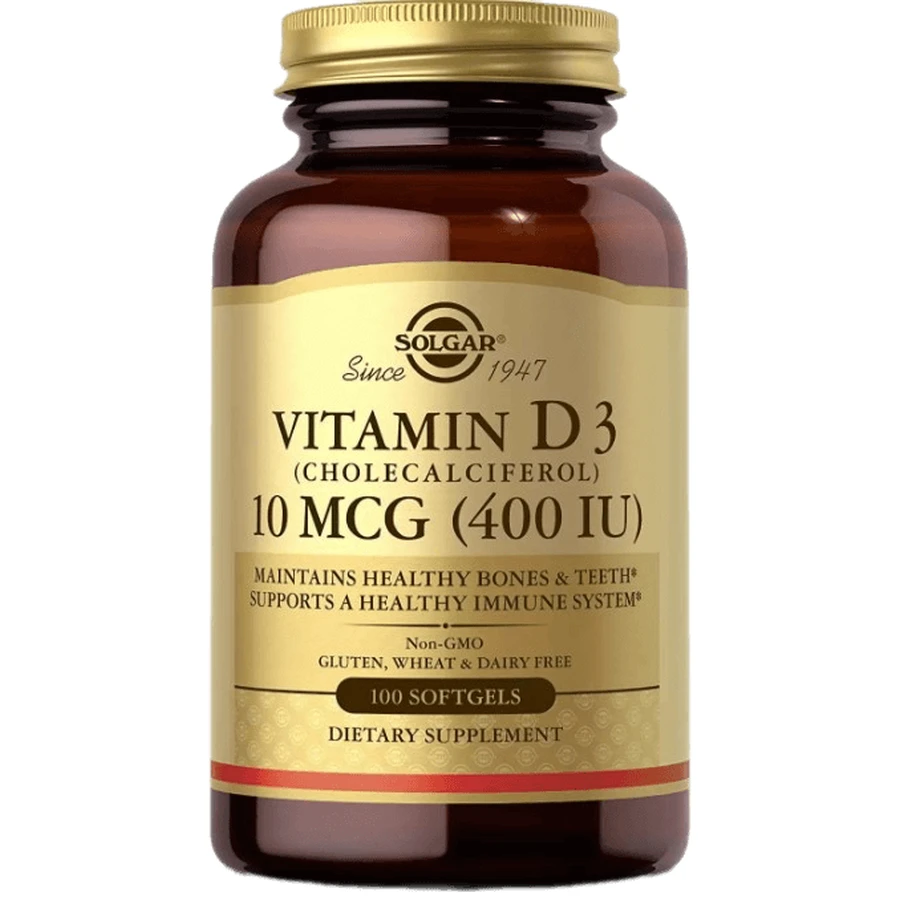 Витамин Д3 Solgar Vitamin D3 10 мкг (400 МЕ), 100 гелевых капсул: цены и характеристики
