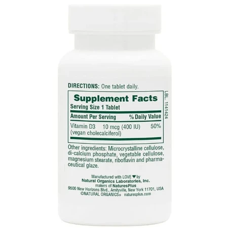 Вітамін Д Natures Plus Vitamin D 400 МО, 90 таблеток: ціни та характеристики