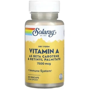 Вітамін А Solaray Dry Vitamin A 7500 мкг, 60 вегетаріанських капсул