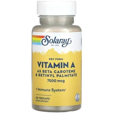 Вітамін А Solaray Dry Vitamin A 7500 мкг, 60 вегетаріанських капсул: ціни та характеристики