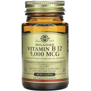 Вітамін В12 (ціанокобаламін) Solgar Vitamin B12 5000 мкг, сублінгвальний, 30 таблеток