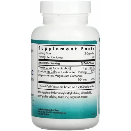 Витамин C Nutricology Vitamin C с кальцием и магнием, буферизированный, 120 вегетарианских капсул: цены и характеристики