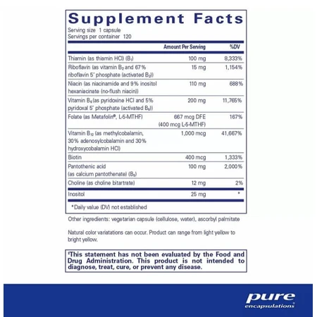 Витамин B6 (комплекс) Pure Encapsulations B6 Complex, 120 капсул: цены и характеристики