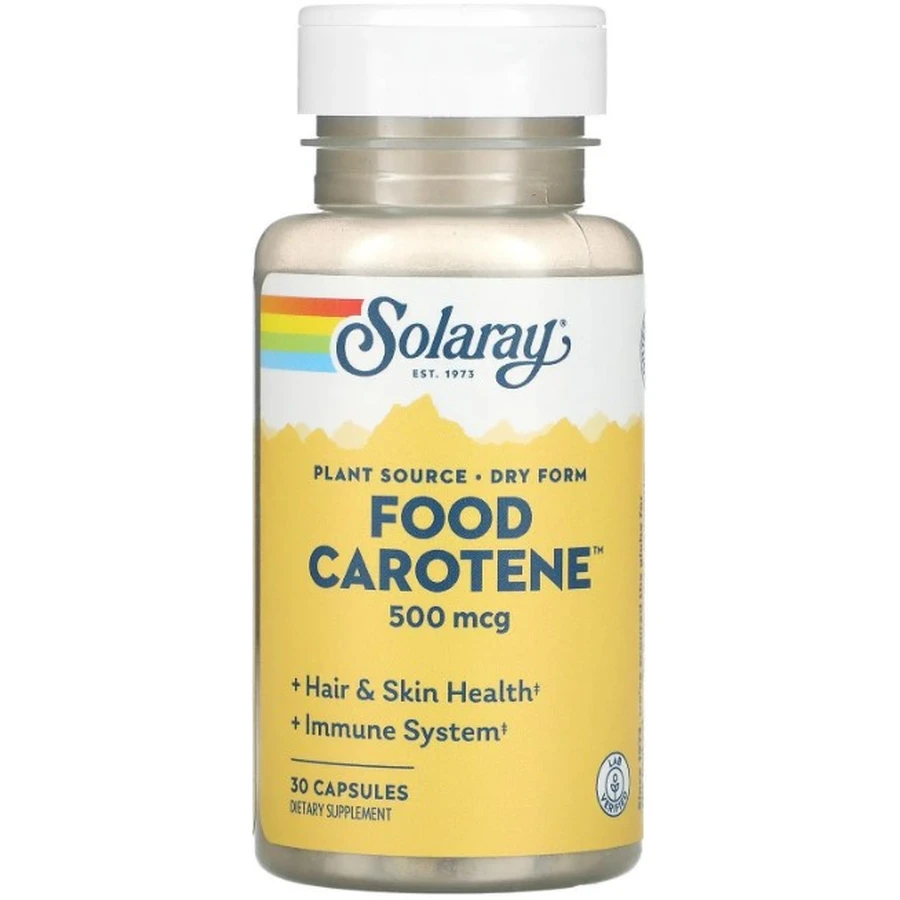 Бета-каротин Solaray Food Carotene 500 мкг, 30 капсул: ціни та характеристики