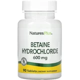 Бетаїну гідрохлорид Natures Plus Betaine Hydrochloride 600 мг, 90 таблеток