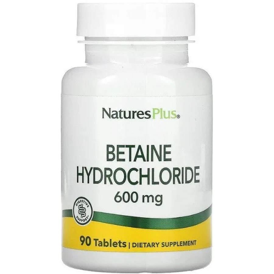 Бетаина гидрохлорид Natures Plus Betaine Hydrochloride 600 мг, 90 таблеток: цены и характеристики