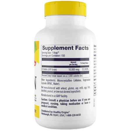 Біотин Healthy Origins Biotin 10000 мкг, 150 капсул: ціни та характеристики