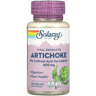 Артишок, екстракт листя Solaray Artichoke Leaf Extract 600 мг, 60 капсул