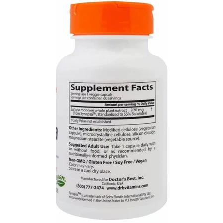 Бакопа Doctor's Best Bacopa With Synapsa 320 мг, 60 капсул: цены и характеристики