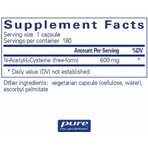 NAC (N-ацетилцистеїн) Pure Encapsulations n-acetyl-l-cysteine 600 мг, підтримка дихальної функції, утворення глутатіону і детоксикації, 180 капсул: ціни та характеристики
