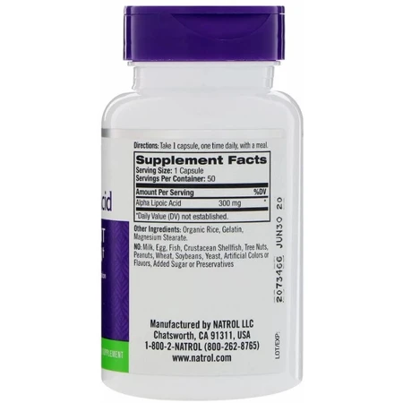 Альфа-липоевая кислота Natrol Alpha Lipoic Acid 300 мг, 50 капсул: цены и характеристики