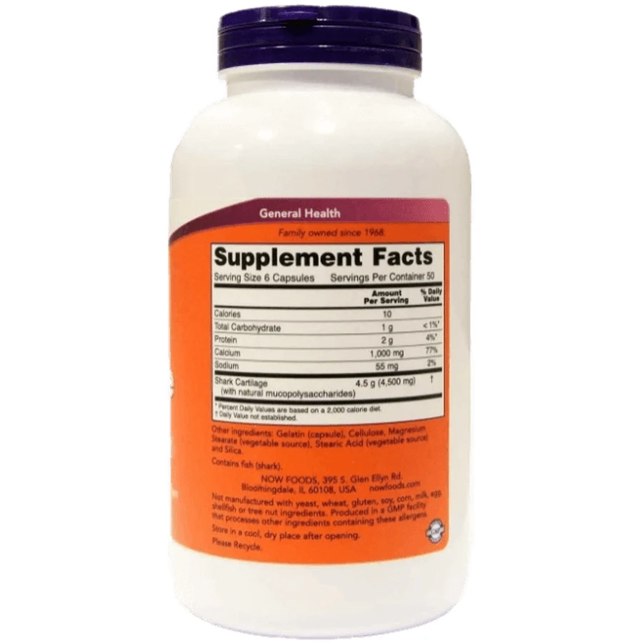 Акулій хрящ Now Foods Shark Cartilage 750 мг, 300 капсул: ціни та характеристики
