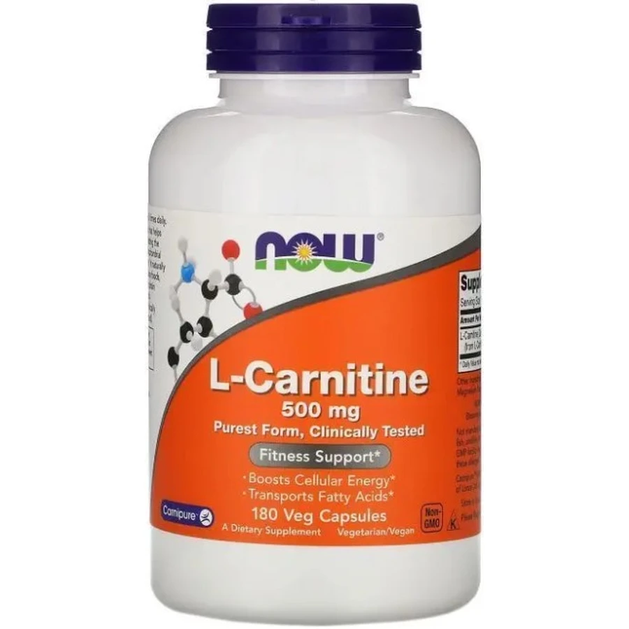 L-карнитин Now Foods L-Carnitine 500 мг, 180 вегетарианских капсул: цены и характеристики