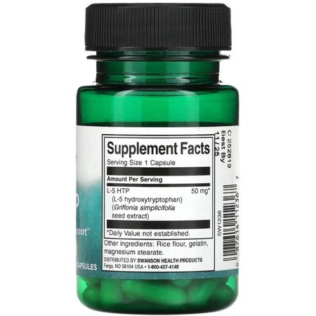 5-НТР (L-5 гідрокситриптофан) Swanson 5-HTP 50 мг, 60 капсул: ціни та характеристики