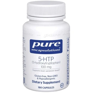 5-HTP (5-Гидрокситриптофан) 100 мг Pure Encapsulations, стимулирование синтеза серотонина, 180 капсул