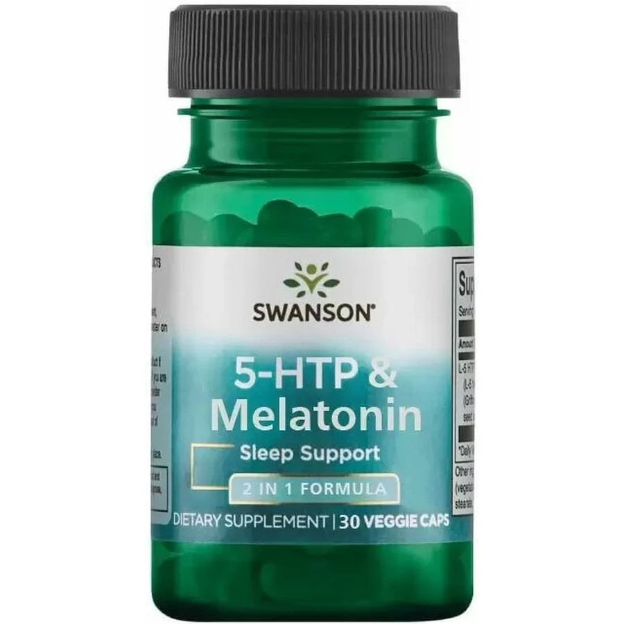 5 НТР + Мелатонін Swanson 5-Htp + Melatonin, 30 вегетаріанських капсул: ціни та характеристики